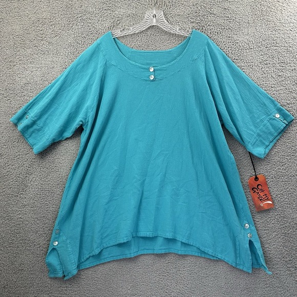 NWT Oh My Gauze Marcy Tunic Blouse Top Lagenlook 100% Cotton Women's 2‎ L/XL